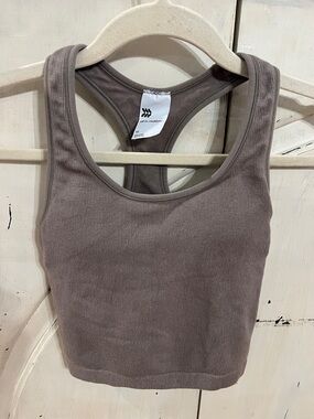 all in motion Ribbed Taupe-Mauve Racerback Tank xs